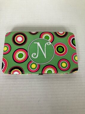 MSC Monogrammed 'N' - Bright Green with Pink & Yellow Circles 4.5x7.5”
